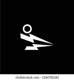 a simple and elegant black and white lightning icon forming a sitting person, suitable for use in all fields, especially those related to the world of electrical technology