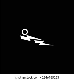 a simple and elegant black and white lightning icon that forms a sleeping person, suitable for use in all fields, especially those related to the world of electrical technology