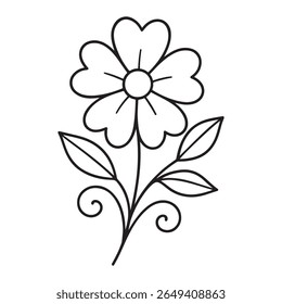 Simple elegant black and white line art flower design
