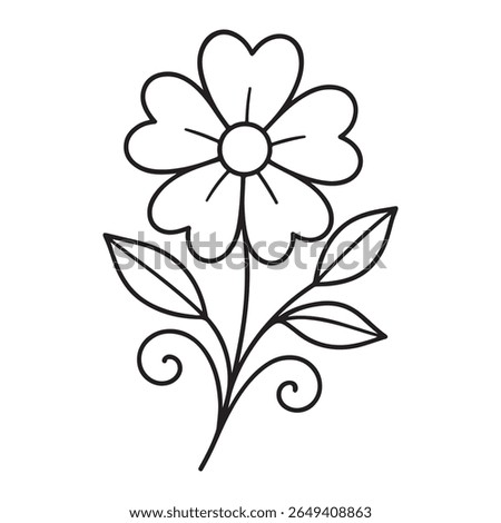 Simple elegant black and white line art flower design