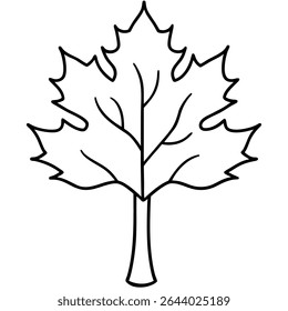 Um simples, elegante preto e branco esboço ilustração de uma folha de bordo perfeito para uma variedade de projetos. Este desenho de vetor retrata uma folha de bordo clássica em uma limpeza.