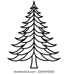 A simple, elegant black and white outline of a Christmas tree perfect for adding a touch of holiday cheer to your designs. 