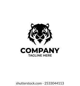Diseño elegante simple del logotipo del tigre blanco y negro.