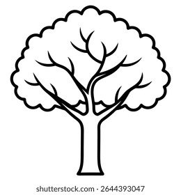 A simple, elegant black and white tree illustration perfect for nature education and environmental design projects.