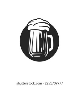 A simple and elegant black and white vector logo featuring a glass of beer.