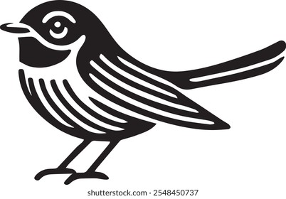 Simple and elegant black and white vector illustration of a bird. Perfect for design, print, and digital media. High-resolution, Scalable, and editable.
