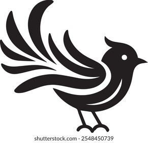 Simple and elegant black and white vector illustration of a bird. Perfect for design, print, and digital media. High-resolution, Scalable, and editable.