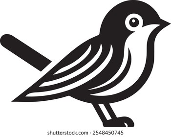 Simple and elegant black and white vector illustration of a bird. Perfect for design, print, and digital media. High-resolution, Scalable, and editable.