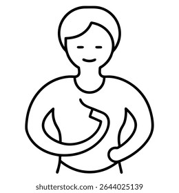 A simple and elegant black and white vector illustration depicts a person with arms raised in a gesture of openness. 