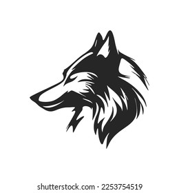 Simple and elegant black and white wolf vector logo.