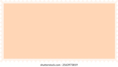 Simple, elegant blank peach postage stamp with a decorative scalloped border provides ample copy space for customization and personalization