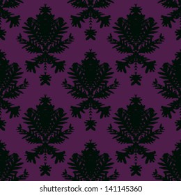 Simple, elegant block printed seamless vector pattern with damask motifs. Texture for web, print, wallpaper, home decor, summer fall fashion textile, fabric, website or wedding invitation background