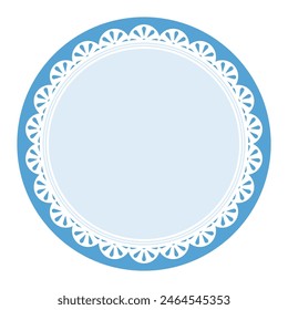 Simple Elegant Blue Circular Frame Decorated With Round Scalloped Lace Design
