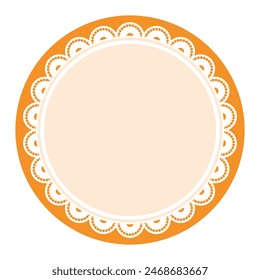 Simple Elegant Bold Orange Lace Decorated With Circular Edge Design
