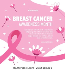 simple elegant breast cancer awareness banner flyer social media post template by shabrina iqlil