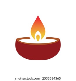 A simple and elegant Brown Diwali diya icon with a glowing flame. 