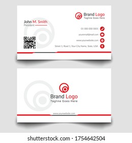 Simple and elegant business card design template for corporate use. Stationery visiting card with professional look.