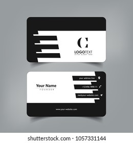 Simple Elegant Business Card Vector Templates with Black Shadow Styles, Clean Identity Card Templates