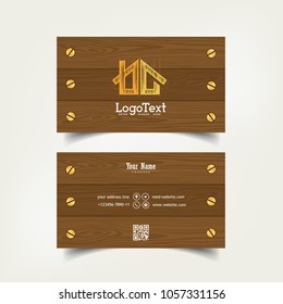 Simple Elegant Business Card Vector Templates with Wooden Board Styles, Clean Identity Card Templates