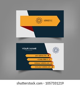 Simple Elegant Business Card Vector Templates with Yellow Folds Styles, Clean Identity Card Templates