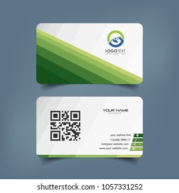 Simple Elegant Business Card Vector Templates with Green Sheets Styles, Clean Identity Card Templates