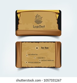 Simple Elegant Business Card Vector Templates with Treasure Styles, Clean Identity Card Templates