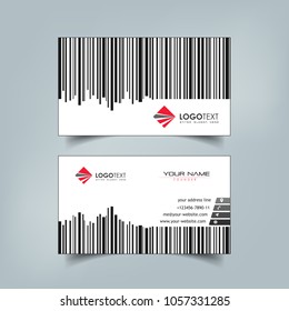 Simple Elegant Business Card Vector Templates with Bar Code Styles, Clean Identity Card Templates