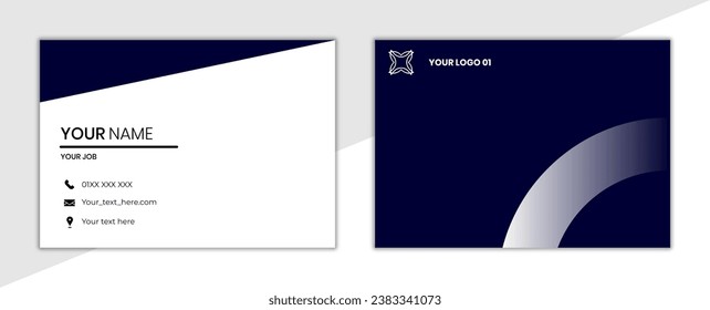 Diseño de vectores de tarjetas de visita simple y elegante en color azul