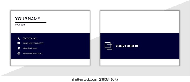 Diseño de vectores de tarjetas de visita simple y elegante en color azul