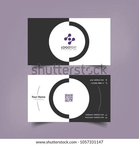Simple Elegant Business Card Vector Templates with Black Arch Styles, Clean Identity Card Templates