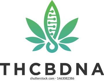 Simple Elegant cannabis and DNA logo design, using tooth shape and silhouette.