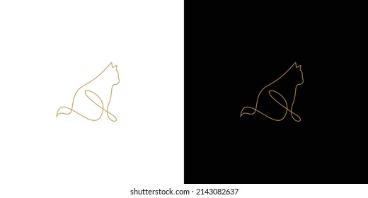 simple and elegant cat illustration logo design