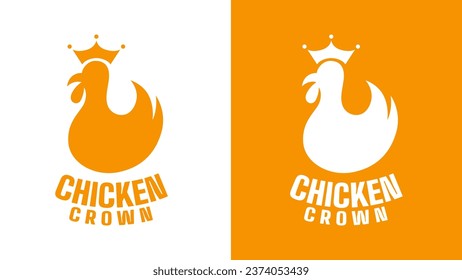 Concepto de silueta con el logotipo de la corona de pollo simple y elegante