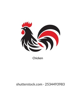 Logotipo simple y elegante del Vector de los diseños del pollo, Vector del logotipo del pollo en el fondo blanco