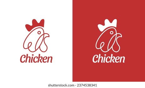 Simple Elegant Chicken Logo Outline Stroke Style Concept