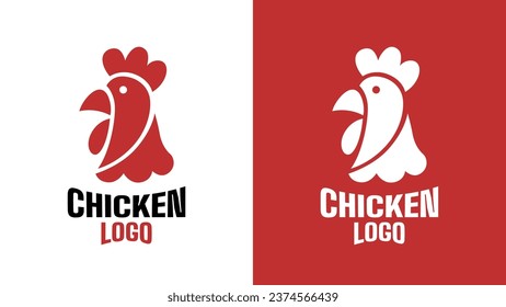 Simple Elegant Chicken Mascot Logo Silhouette Style Concept