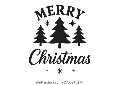 Um design de Natal simples e elegante com árvores e letras festivas de férias.
