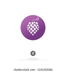 Simple elegant circle icon of a hop bud. Logo for branding identity. Vector image.
