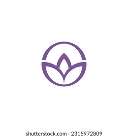 Simple Elegant Circle Lotus Logo Design Vector