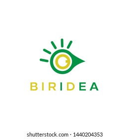 simple, elegant, clean, modern and unique concept logo design illustration inspiration with bulb and bird for education, technology, etc
