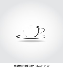 Simple elegant coffee cup stylish black icon.