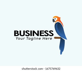 Simple elegant colors parrots bird alighted logo design inspiration