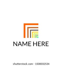 simple elegant company logo flat vector. consist of several angle of square and colour gradient