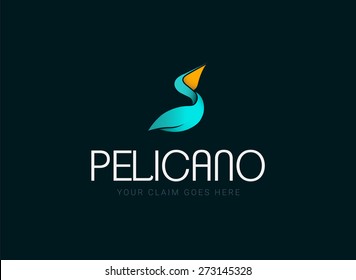 simple and elegant company logo of pelican, invert