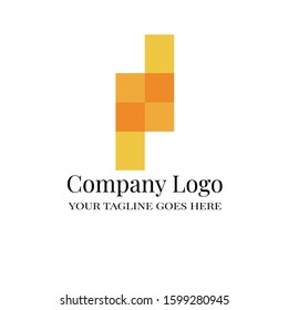A simple and elegant company logo from a square shape, isolated in orange 