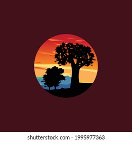 Simple and elegant concept of Forest sunset