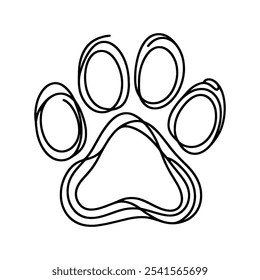  Simple and elegant, continuous line drawing representing a paw print, perfect for animal lovers and minimalist design enthusiasts