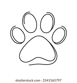  Simple and elegant, continuous line drawing representing a paw print, perfect for animal lovers and minimalist design enthusiasts