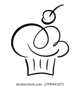 Un cupcake sencillo y elegante con una cereza en la parte superior, perfecto para cualquier diseño de postre. Esta Ilustración vectorial está aislada sobre un fondo blanco.