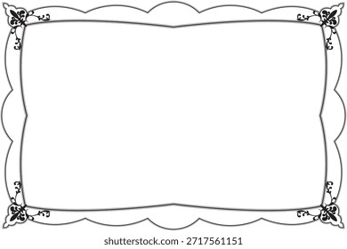 Borda de vetor preta de quadro de linha curva simples e elegante. 23º
